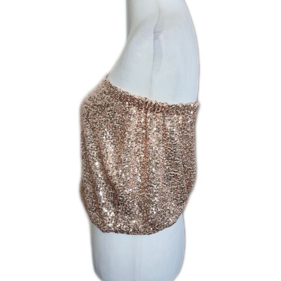 5/$55 Venus Strapless Rose Gold Pink Fully Sequined Top, XS - Picture 3 of 8